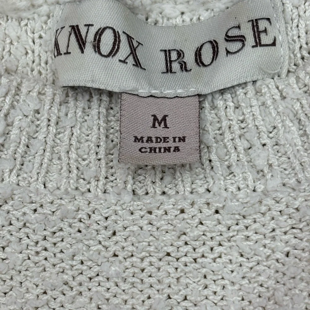 Knox Rose Women’s Cream and Gray Textured Striped Knit Sweater Size M